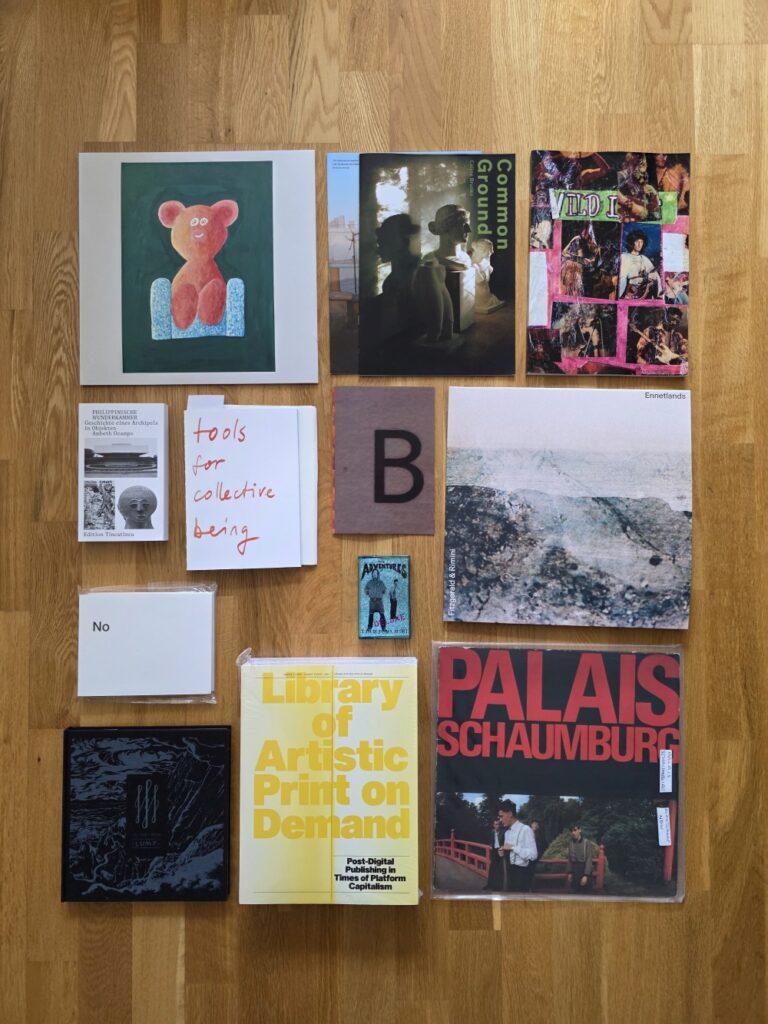 new collection entries:
vinyl: soar (soar)
mag: _957, # 184, 185
buch: christian aebi, wild life
buch: ocampo - philippinische wunderkammer
buch: tools for collective being
zine: B
vinyl: ennetlands (fitzgerald & rimini)
buch/artist book: sam pulitzer, no
tape: the adventures of tim & puma mimi
cd buch: lump (helios & hess)
katalog/buch: library of artistic print-on-demand
vinyl: palais schaumburg